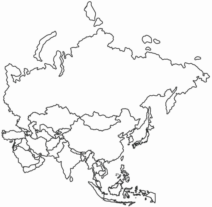 Карта Азии контурная